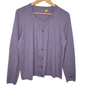 Cabela's Womens Purple Scoop Neck Angora Blend Cardigan Sweater Large / XL